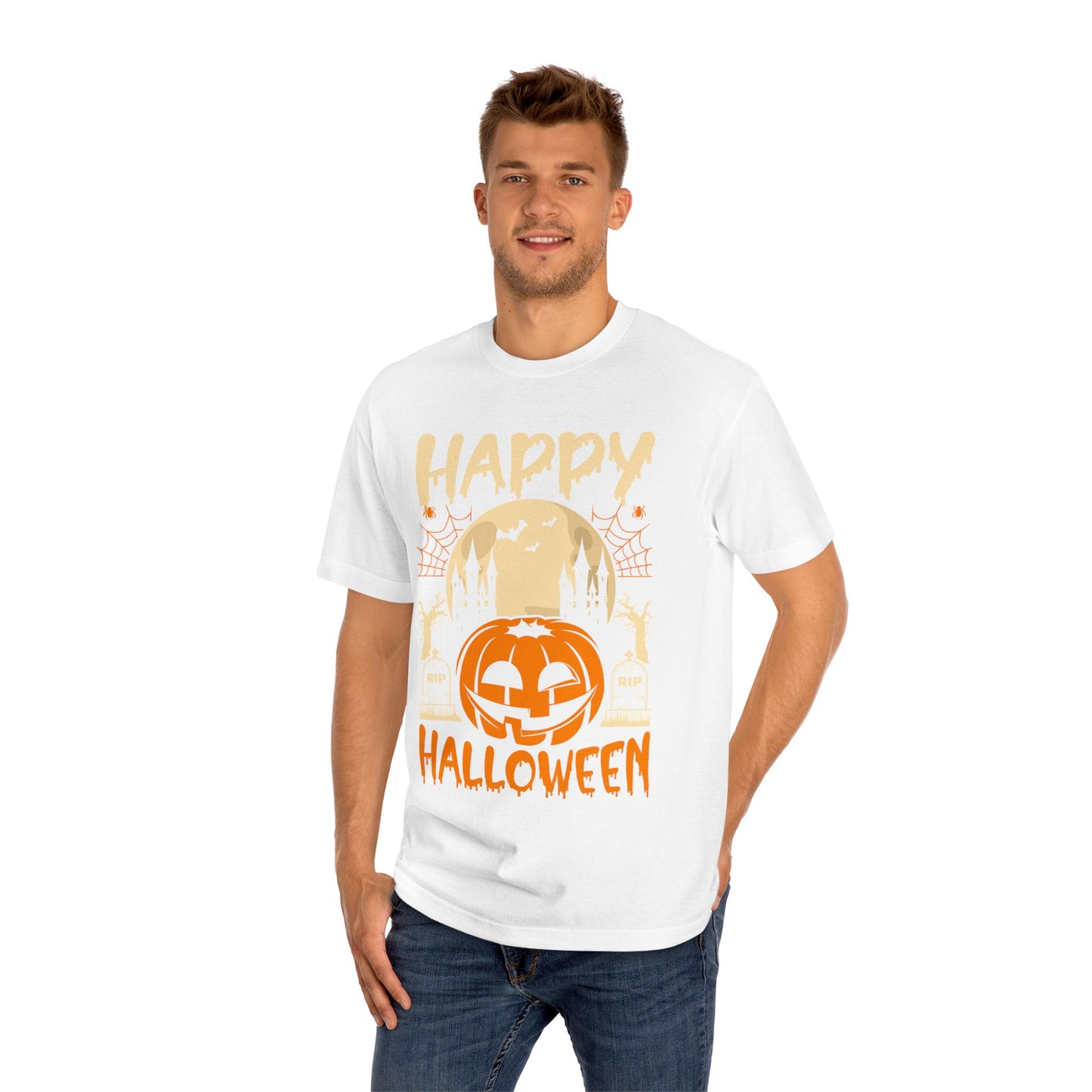 Happy Halloween T-Shirt / Spooky Pumpkin Graphic Tee / Haunted Castle Shirt / Halloween Costume Top / Fun Holiday Party Outfit