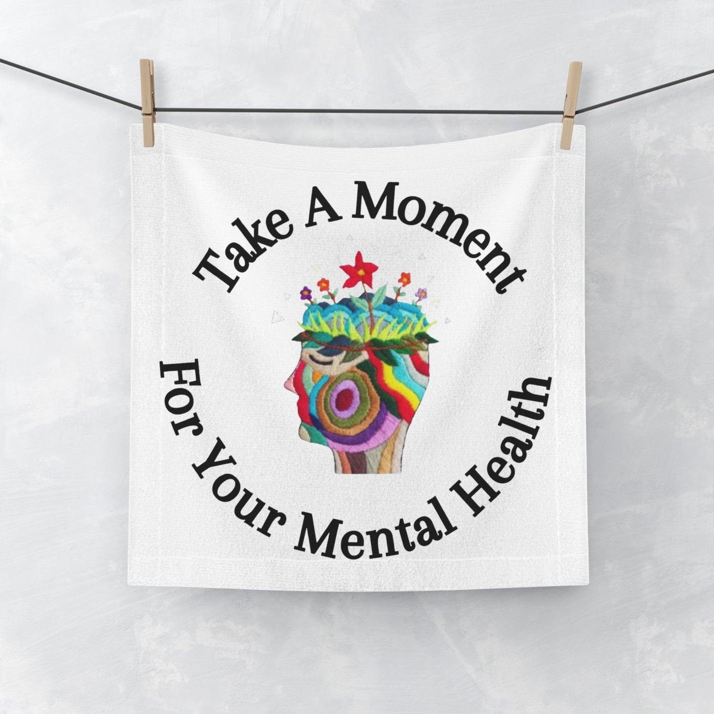 Mental Health Reminder Face Towel - Mindfulness Gift, Stress Relief Accessories, Self Care Gift, Spa Towel, Home Decor