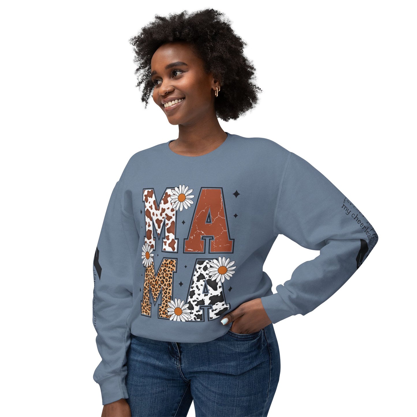 MAMA Sweatshirt / Floral & Animal Design on White