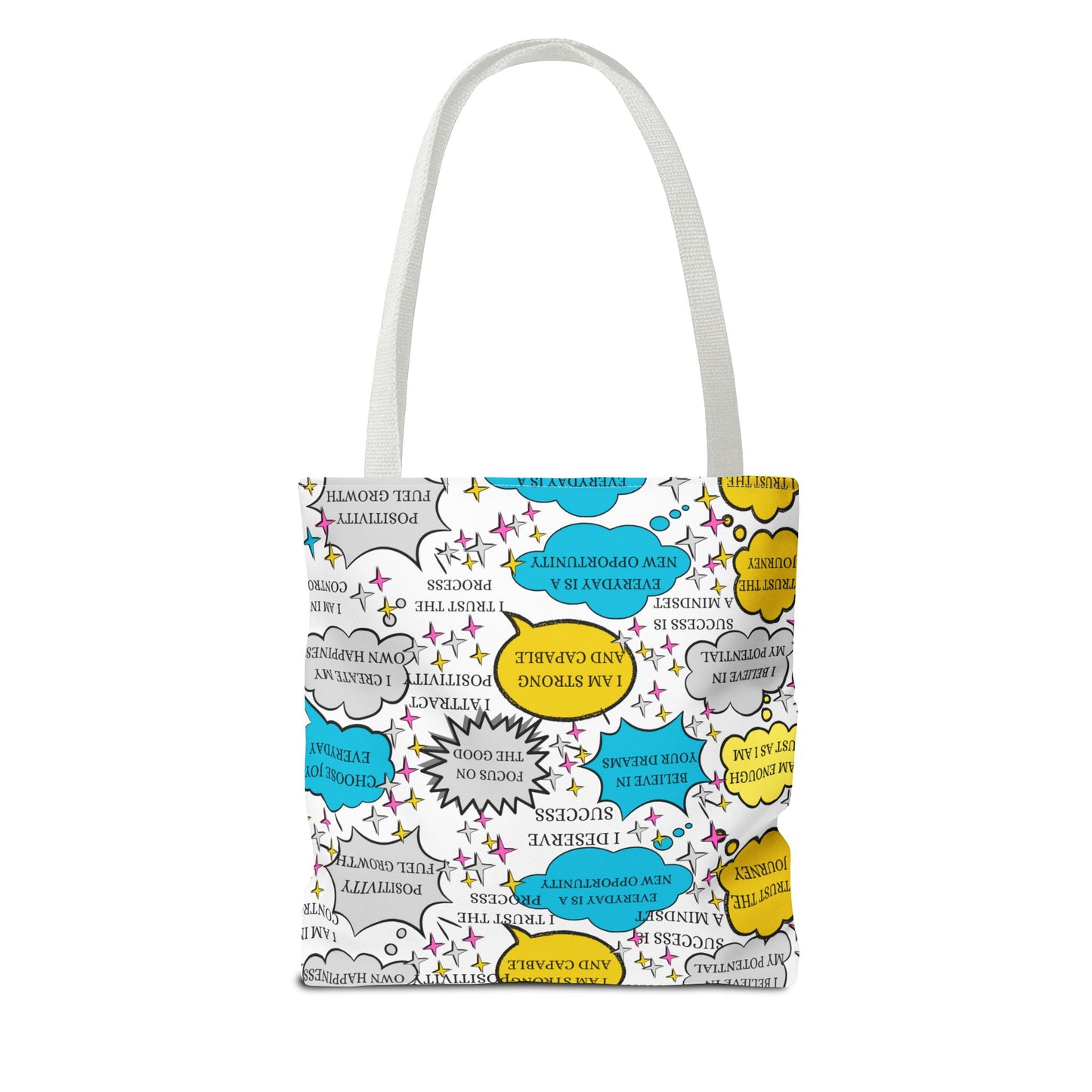 Affirmation Tote Bag, Positive Vibes Canvas Book Bag, Motivational Shoulder Bag, Inspirational Grocery Tote, Reusable Shopping Purse