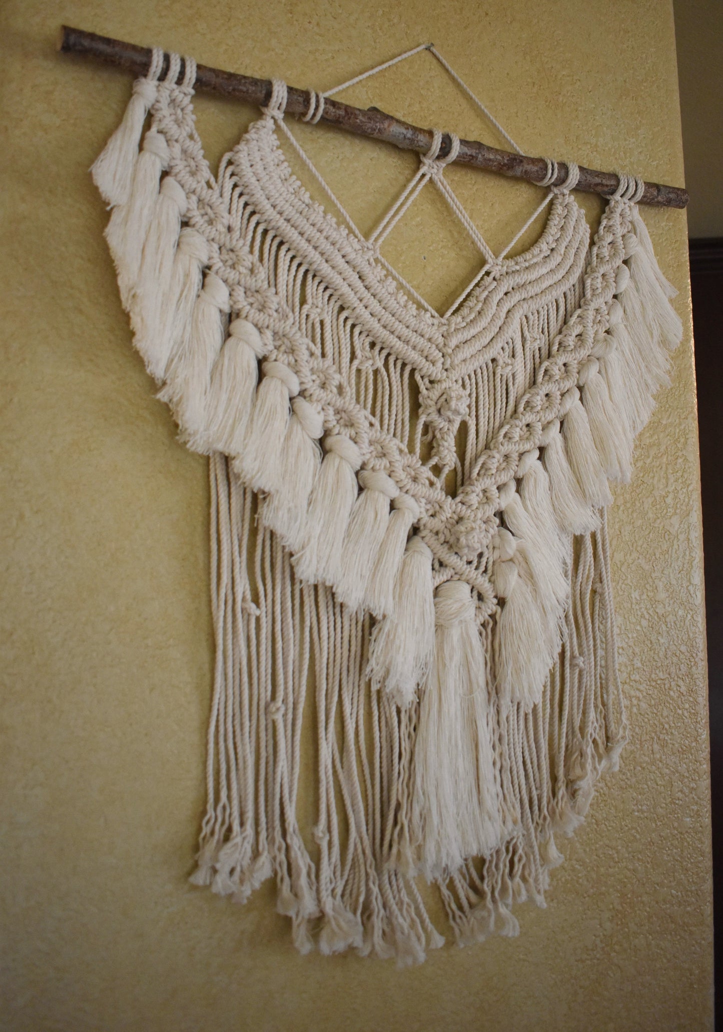 I Am Enough, Large Handmade Boho Macrame Wall Hanging | Cotton Rope Tassel Wall Decor