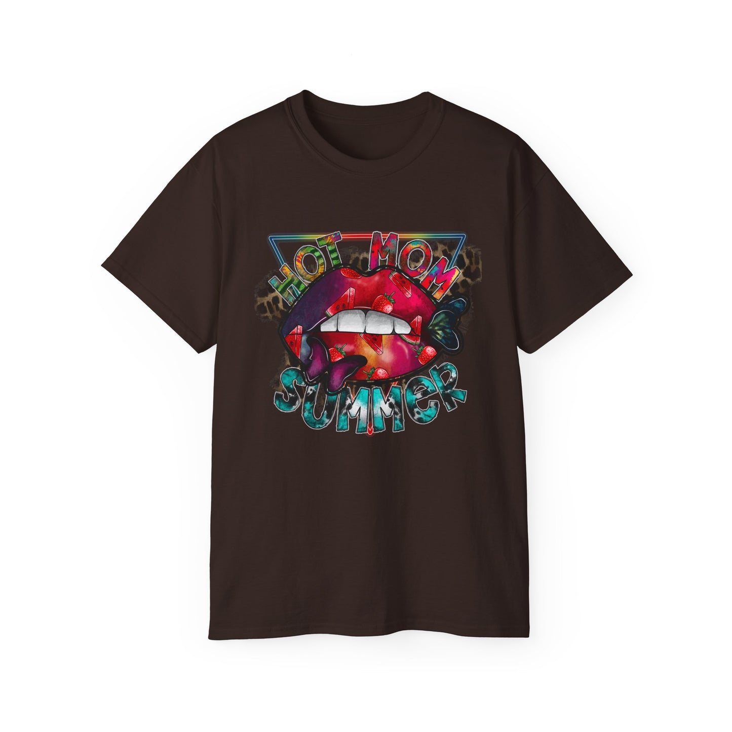 Hot Mom Summer T-Shirt / Trendy Graphic Tee / Bold Lip Print Shirt / Casual Summer Outfit / Fun Mom Gift Top