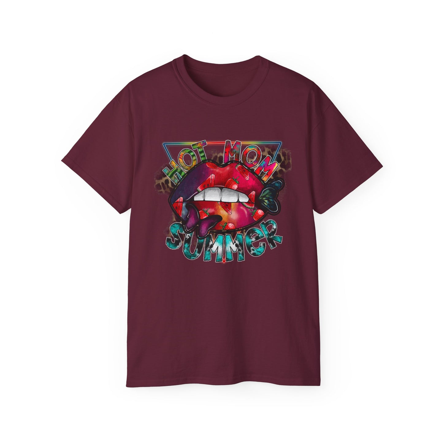 Hot Mom Summer T-Shirt / Trendy Graphic Tee / Bold Lip Print Shirt / Casual Summer Outfit / Fun Mom Gift Top