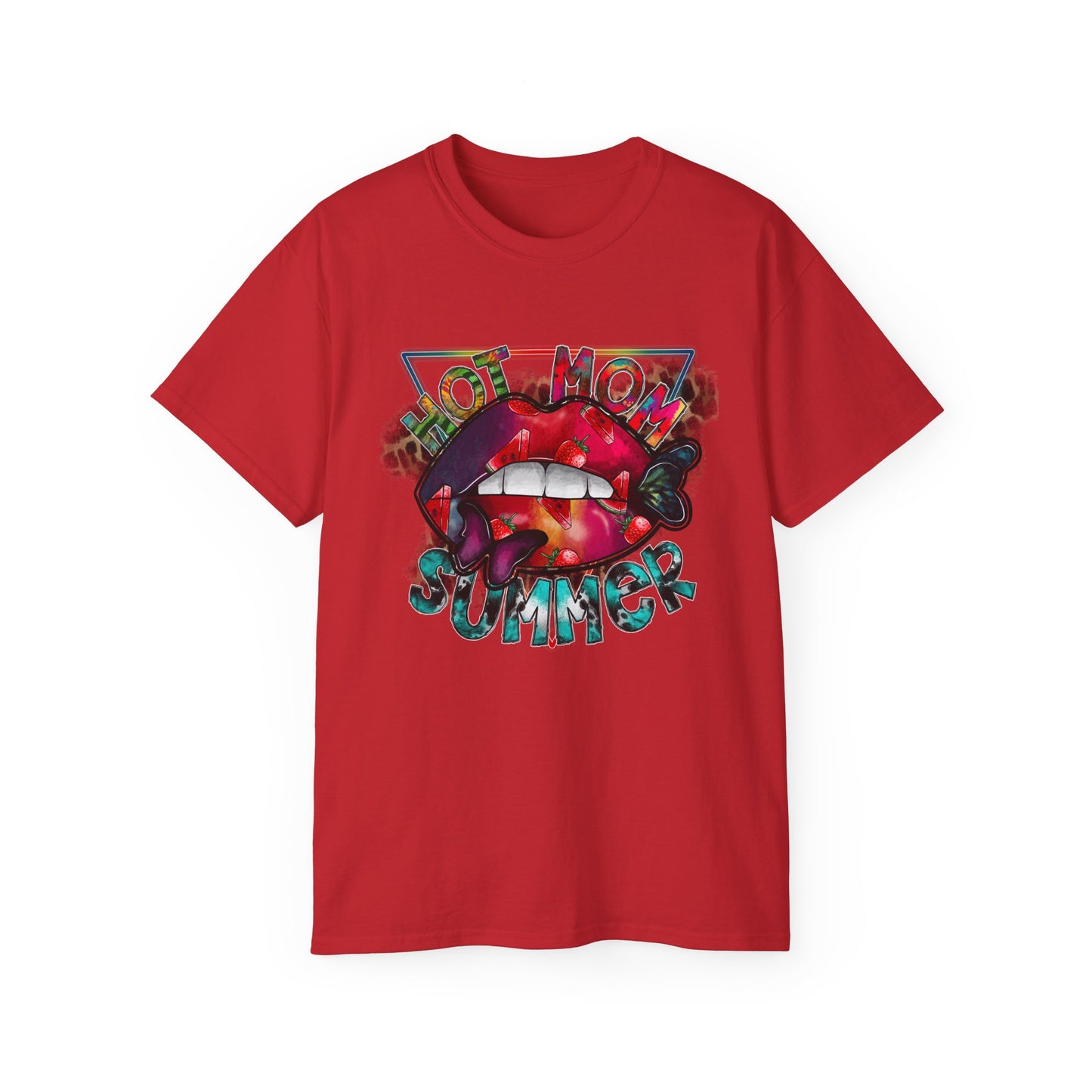Hot Mom Summer T-Shirt / Trendy Graphic Tee / Bold Lip Print Shirt / Casual Summer Outfit / Fun Mom Gift Top