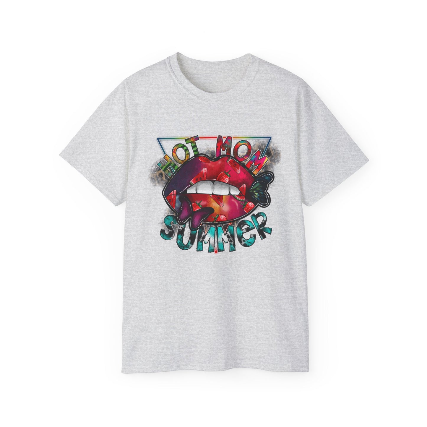 Hot Mom Summer T-Shirt / Trendy Graphic Tee / Bold Lip Print Shirt / Casual Summer Outfit / Fun Mom Gift Top