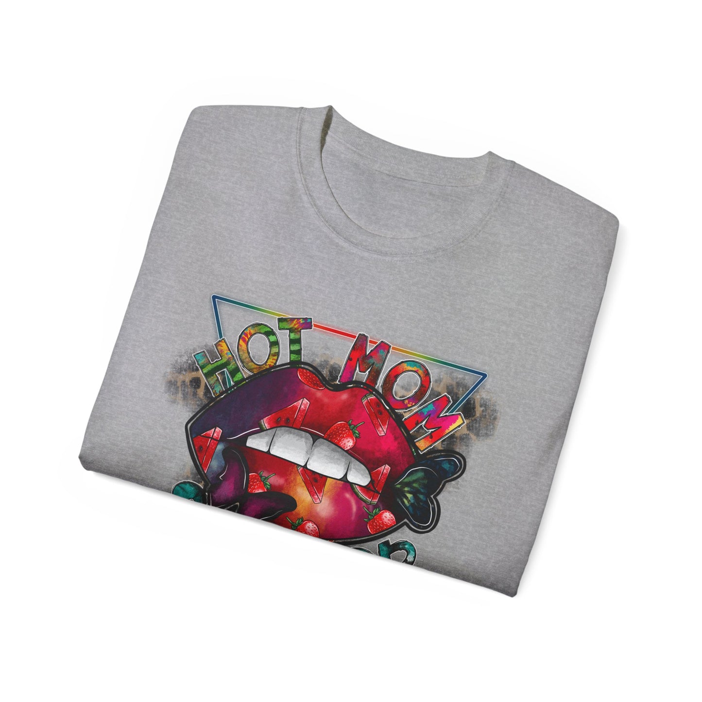 Hot Mom Summer T-Shirt / Trendy Graphic Tee / Bold Lip Print Shirt / Casual Summer Outfit / Fun Mom Gift Top