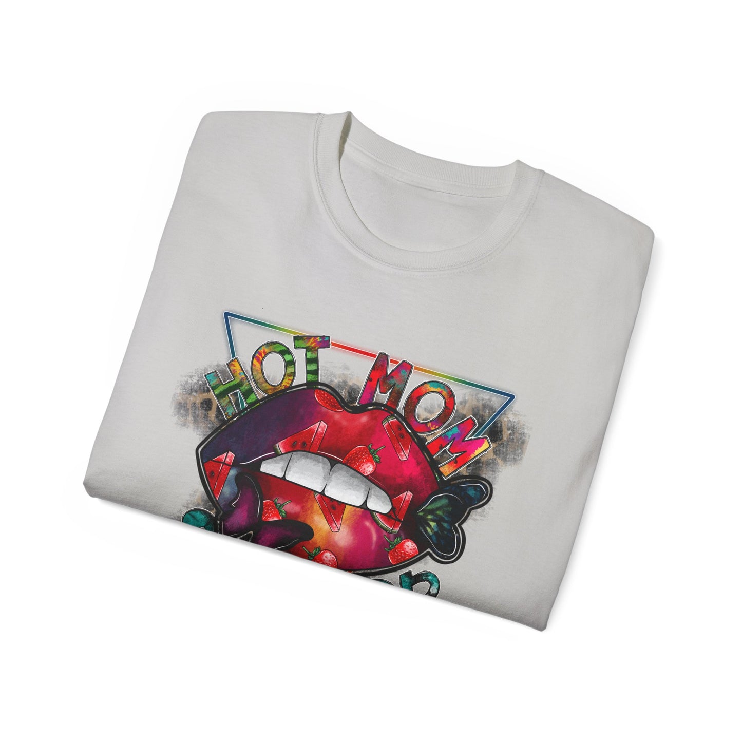 Hot Mom Summer T-Shirt / Trendy Graphic Tee / Bold Lip Print Shirt / Casual Summer Outfit / Fun Mom Gift Top
