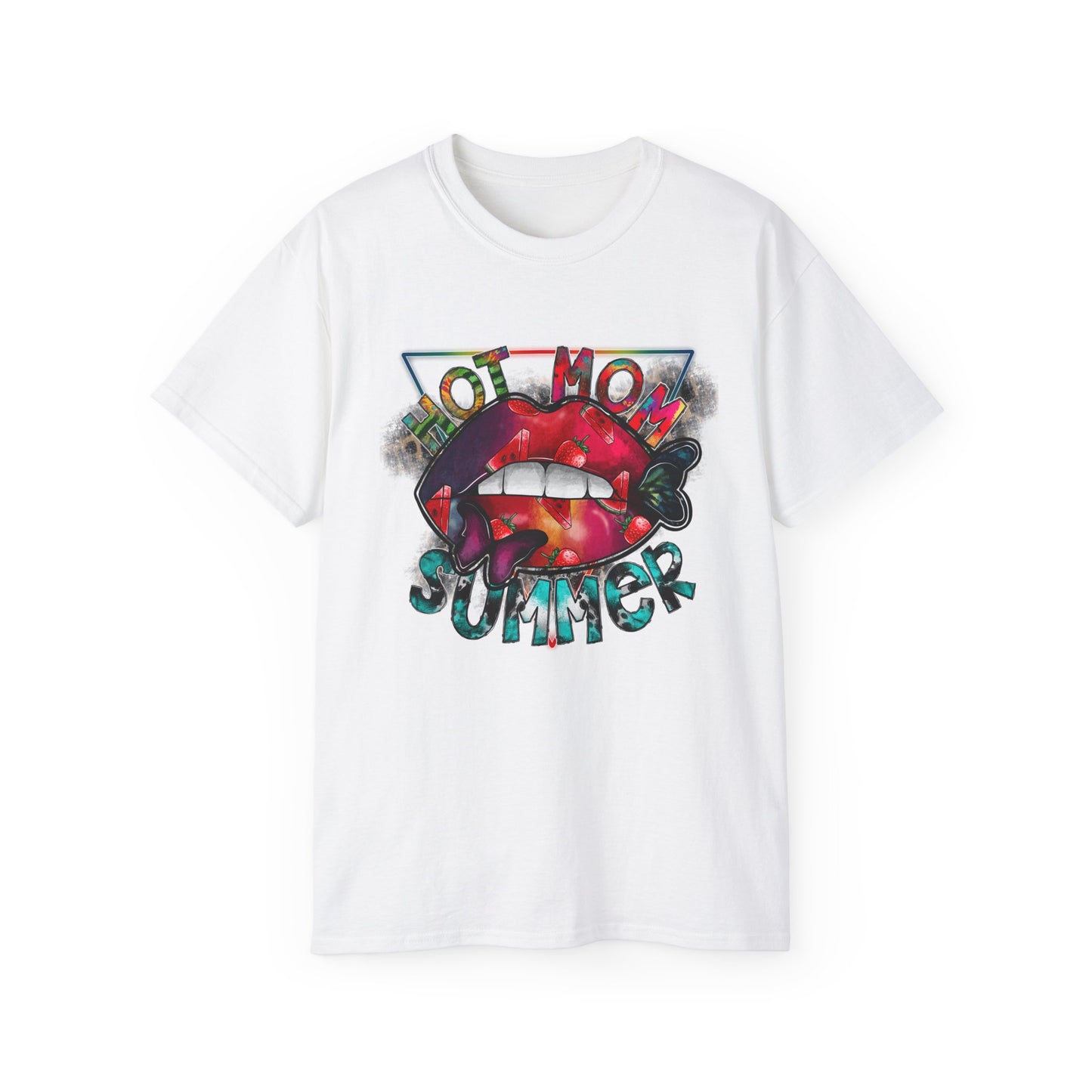 Hot Mom Summer T-Shirt / Trendy Graphic Tee / Bold Lip Print Shirt / Casual Summer Outfit / Fun Mom Gift Top