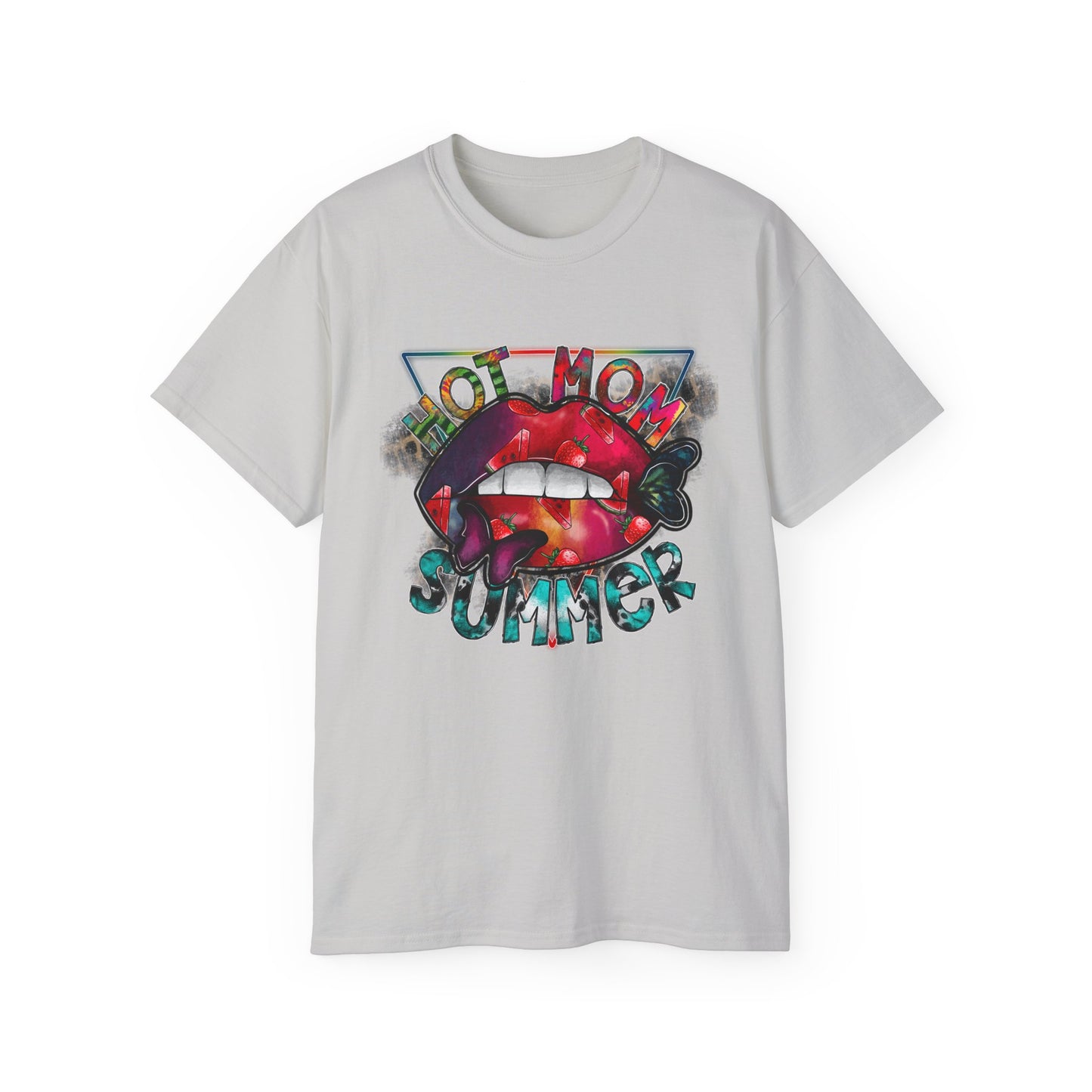 Hot Mom Summer T-Shirt / Trendy Graphic Tee / Bold Lip Print Shirt / Casual Summer Outfit / Fun Mom Gift Top
