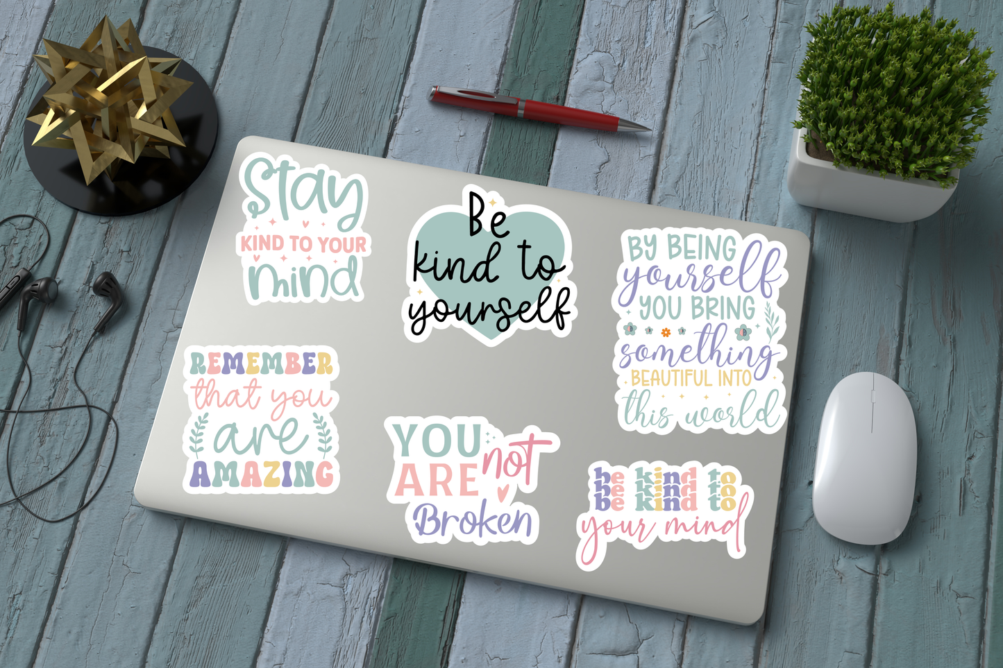Mental Health Printable Cut Stickers – Self Love & Affirmation PNG Files for Cricut & Silhouette