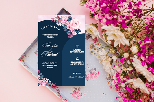 Wedding Invitation Template Printable, Editable Elegant Wedding Invite Card