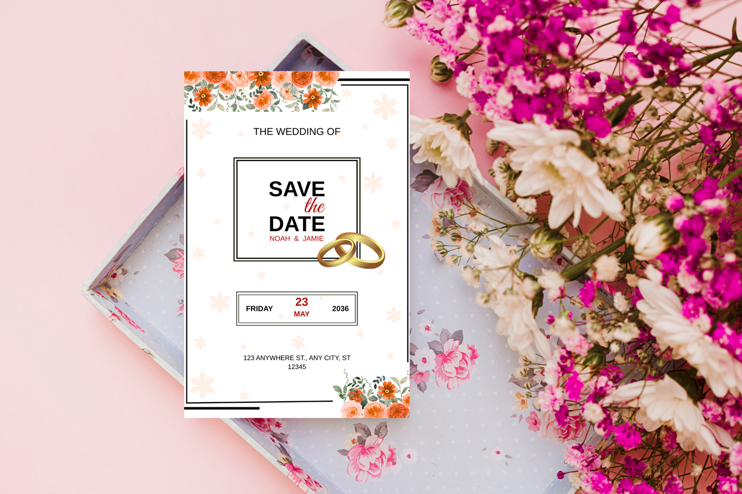Wedding Invitation Template Printable – Editable Elegant Wedding Invite Card