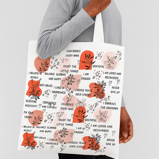 Affirmation Tote Bag - Positive Vibes Carryall, Inspirational Shopping Bag, Motivational Reusable Tote, Encouraging Canvas Tote, Uplifting