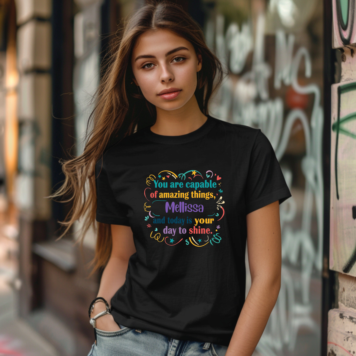 Inspirational Unisex T-Shirt - "You Are Capable of Amazing Things, Melissa"