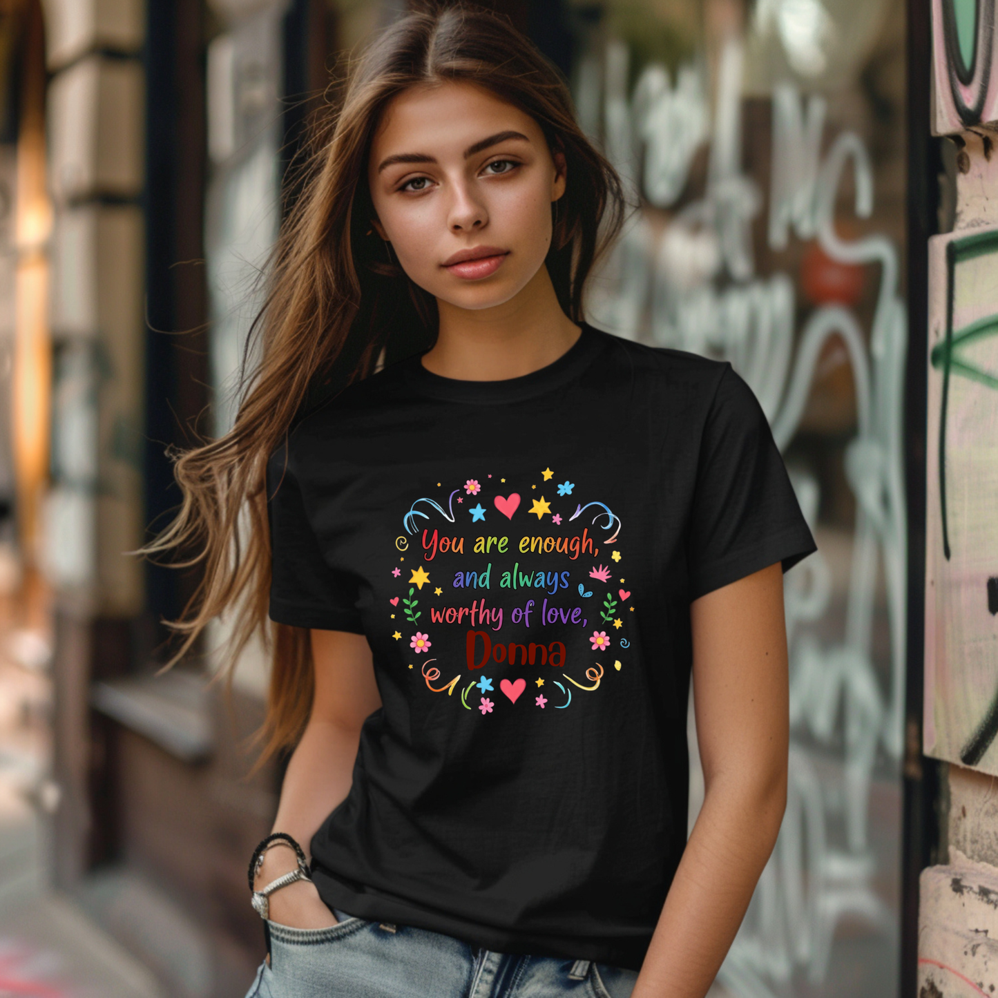 Inspirational Unisex Softstyle T-Shirt - 'You Are Enough, Donna'