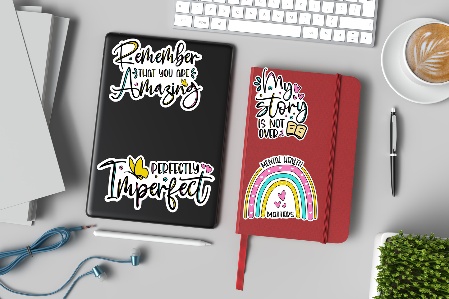 Mental Health Printable Cut Stickers – Self Love & Affirmation PNG Files for Cricut & Silhouette