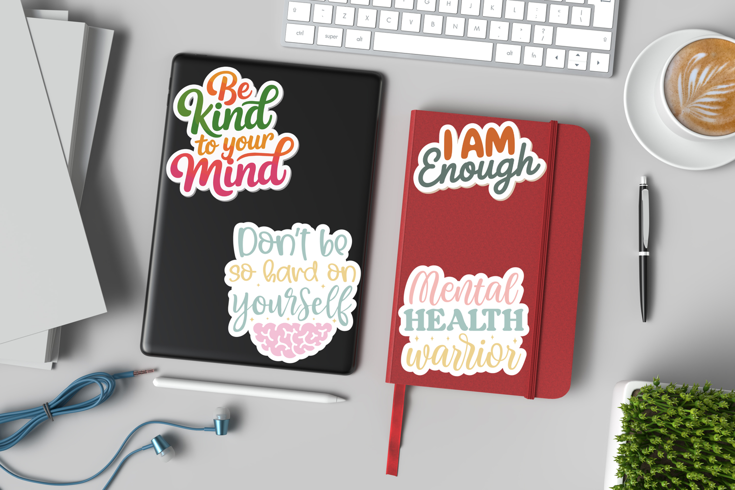 Mental Health Printable Cut Stickers – Self Love & Affirmation PNG Files for Cricut & Silhouette