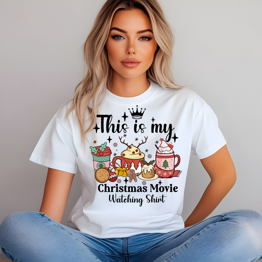Christmas Movie Watching T-Shirt / Holiday Graphic Tee / Cozy Christmas Shirt for Women / Funny Holiday Movie Shirt Gift