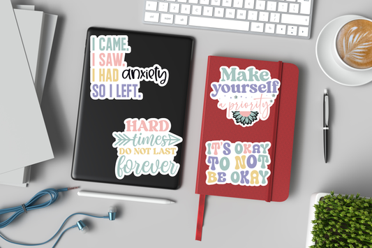 Mental Health Printable Cut Stickers – Self Love & Affirmation PNG Files for Cricut & Silhouette