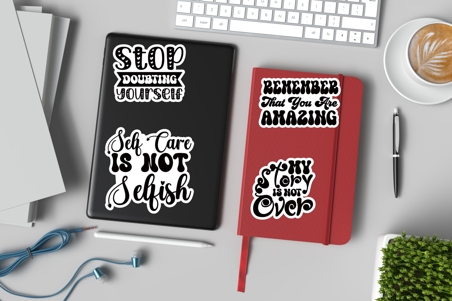 Mental Health Printable Cut Stickers – Self Love & Affirmation PNG Files for Cricut & Silhouette