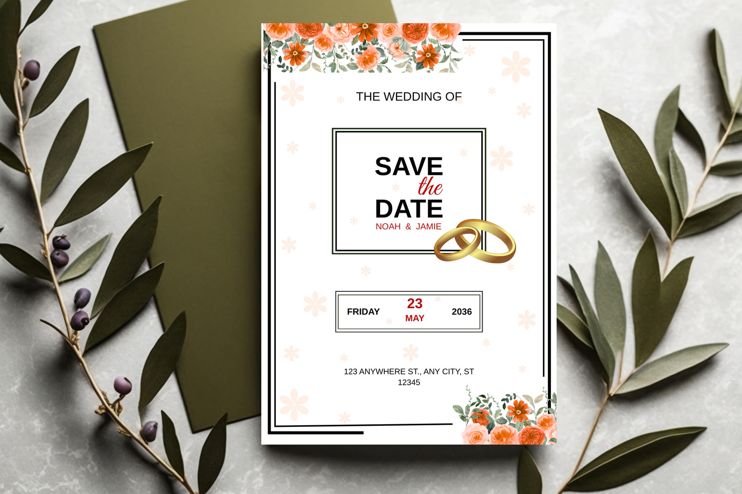 Wedding Invitation Template Printable – Editable Elegant Wedding Invite Card