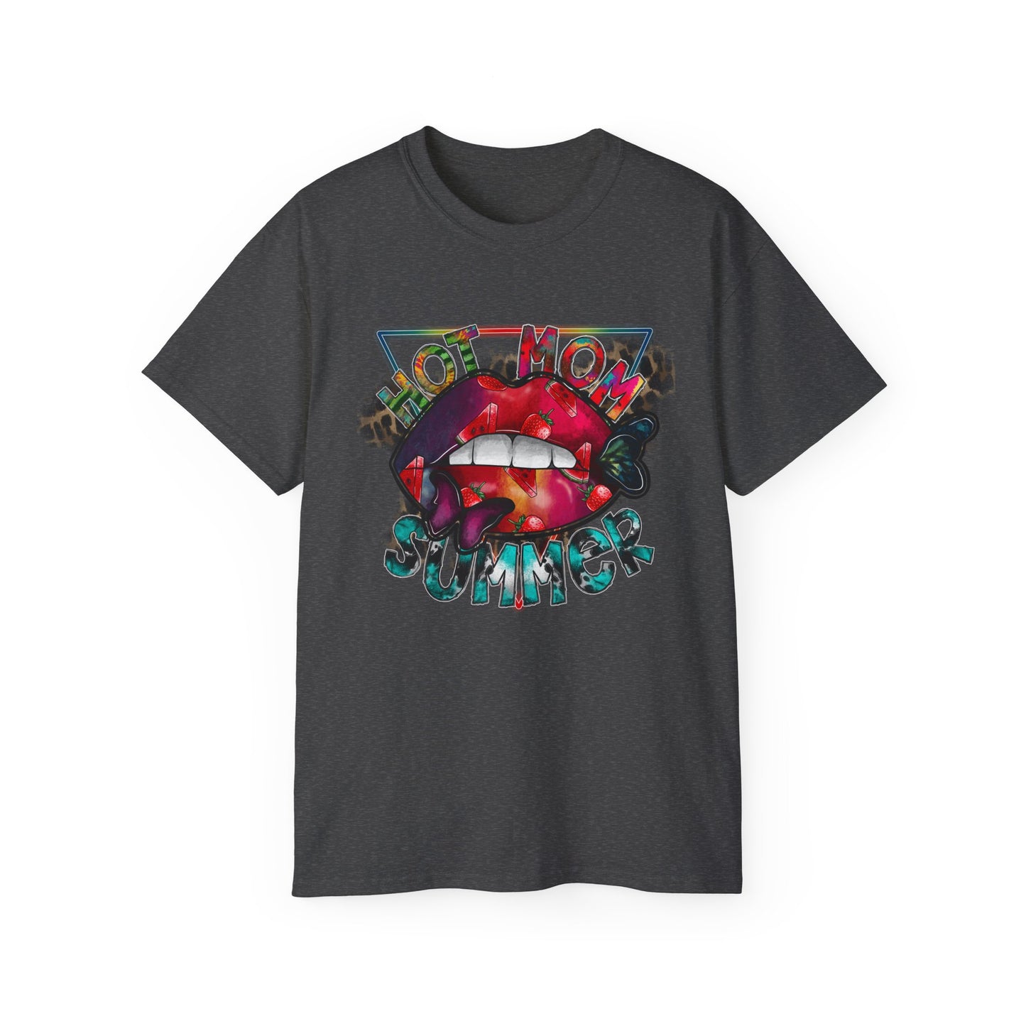 Hot Mom Summer T-Shirt / Trendy Graphic Tee / Bold Lip Print Shirt / Casual Summer Outfit / Fun Mom Gift Top