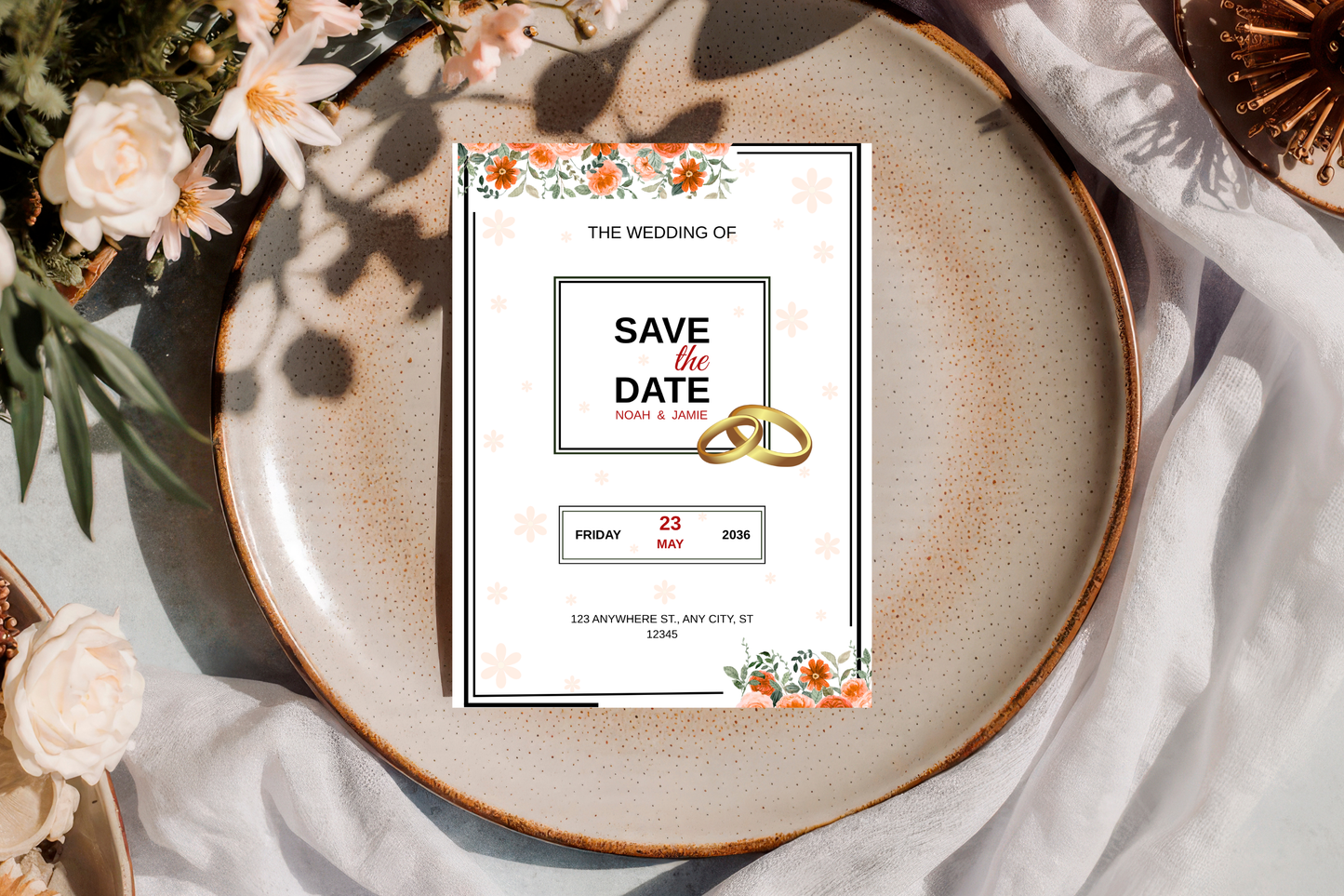 Wedding Invitation Template Printable – Editable Elegant Wedding Invite Card