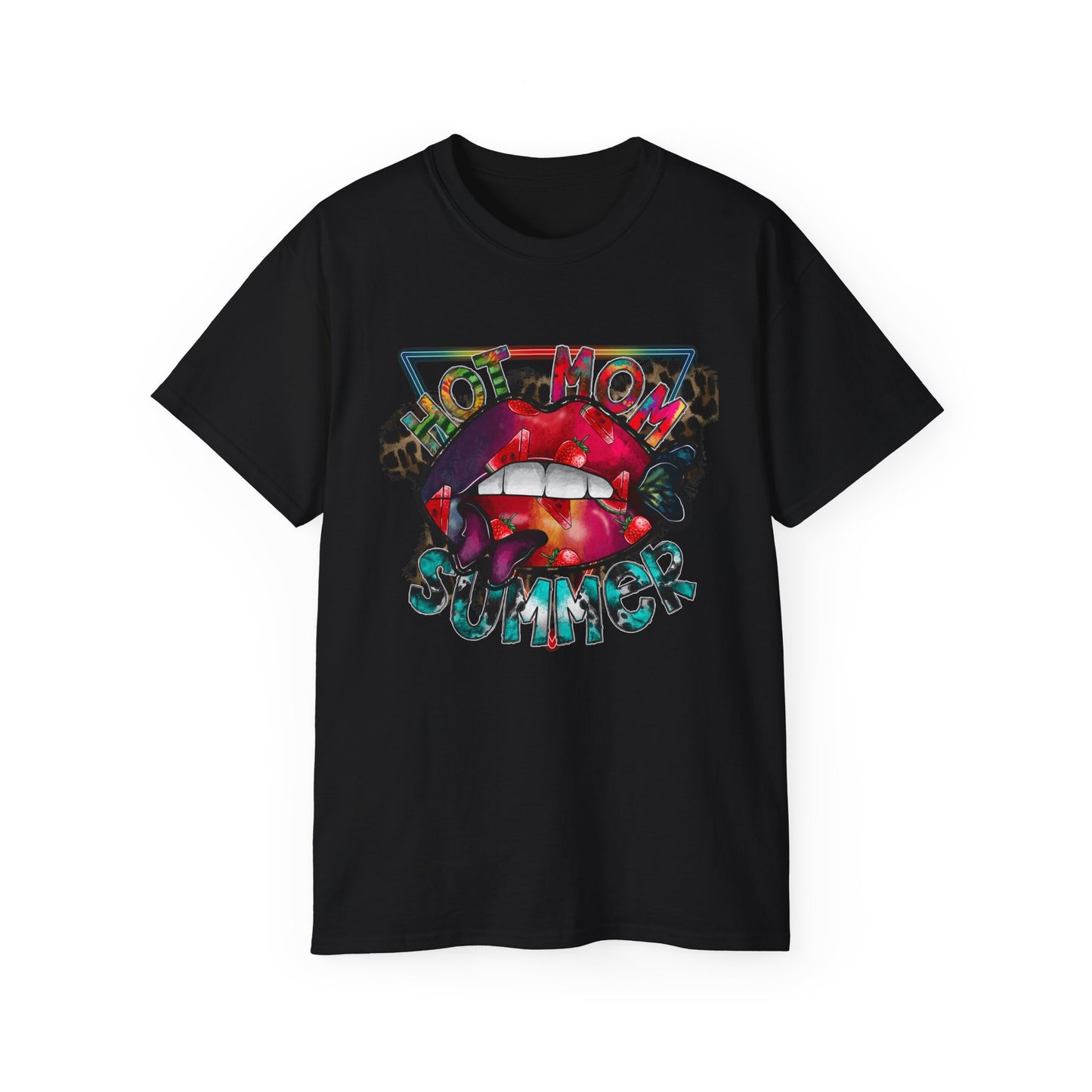 Hot Mom Summer T-Shirt / Trendy Graphic Tee / Bold Lip Print Shirt / Casual Summer Outfit / Fun Mom Gift Top