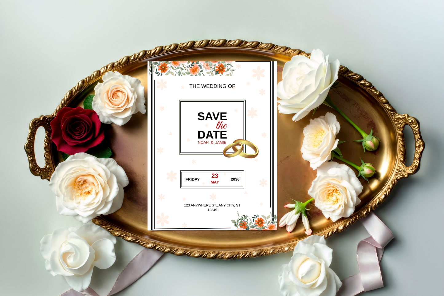 Wedding Invitation Template Printable – Editable Elegant Wedding Invite Card
