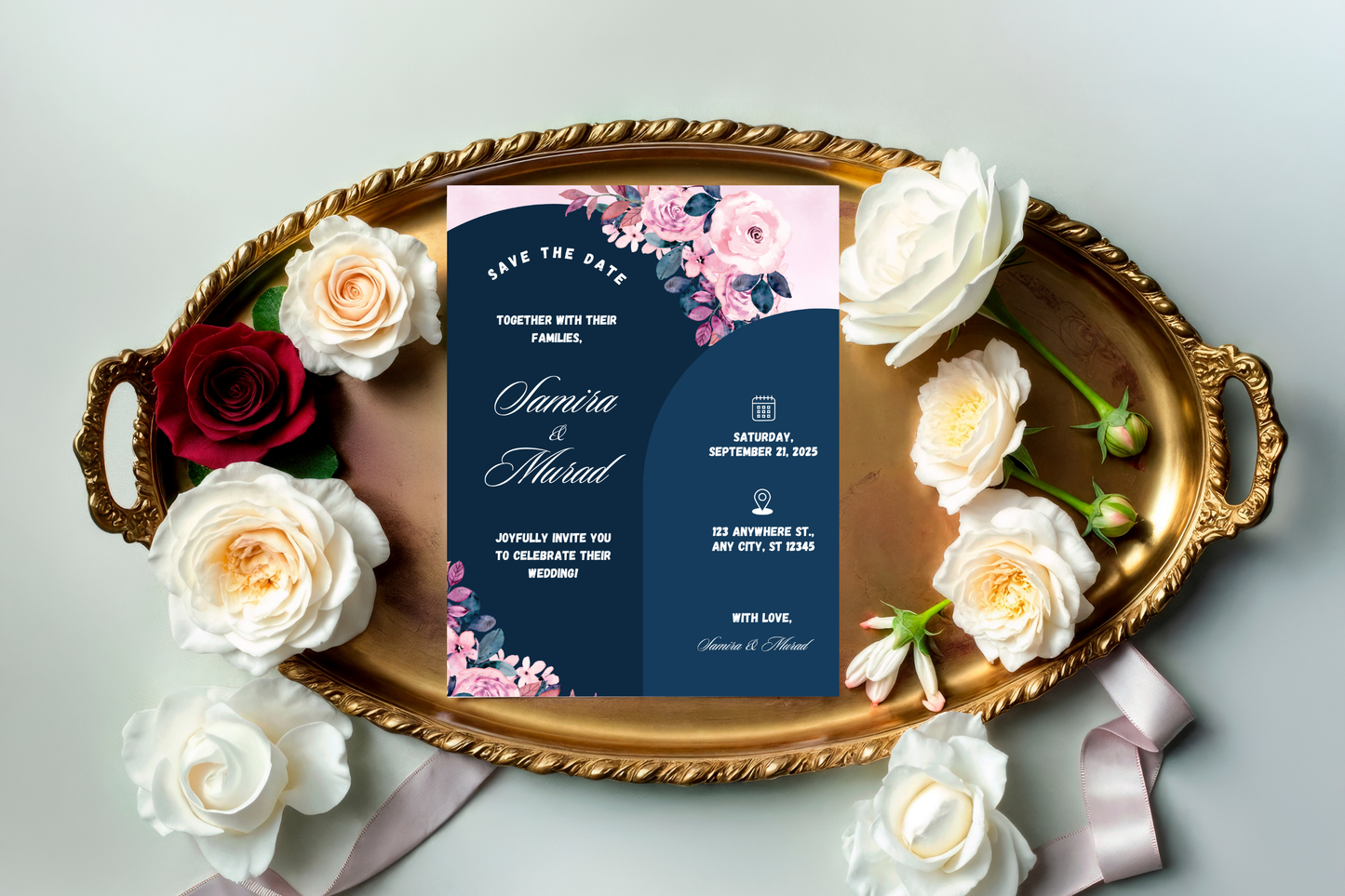 Wedding Invitation Template Printable, Editable Elegant Wedding Invite Card