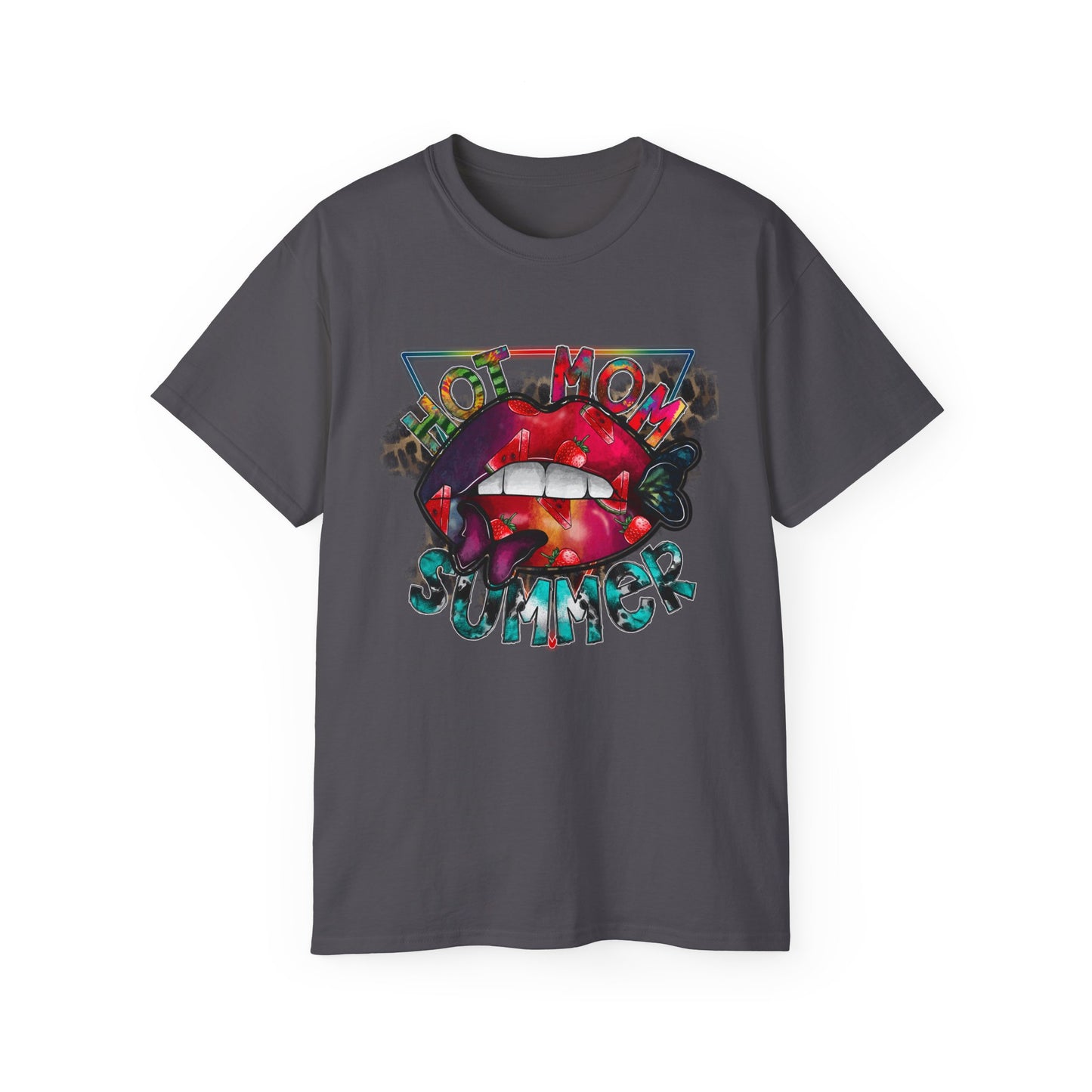 Hot Mom Summer T-Shirt / Trendy Graphic Tee / Bold Lip Print Shirt / Casual Summer Outfit / Fun Mom Gift Top
