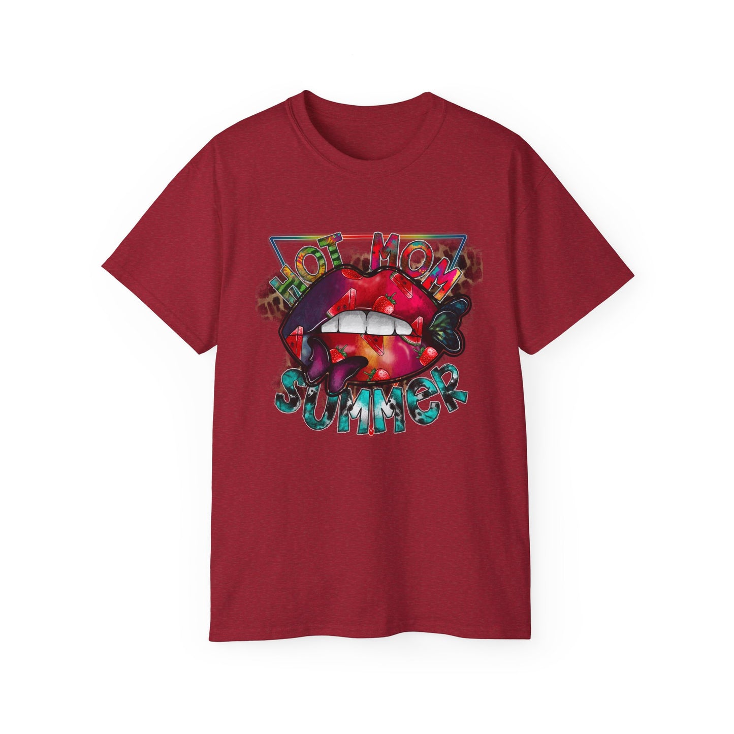 Hot Mom Summer T-Shirt / Trendy Graphic Tee / Bold Lip Print Shirt / Casual Summer Outfit / Fun Mom Gift Top