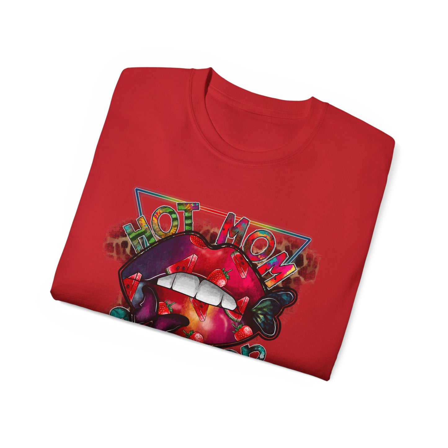 Hot Mom Summer T-Shirt / Trendy Graphic Tee / Bold Lip Print Shirt / Casual Summer Outfit / Fun Mom Gift Top