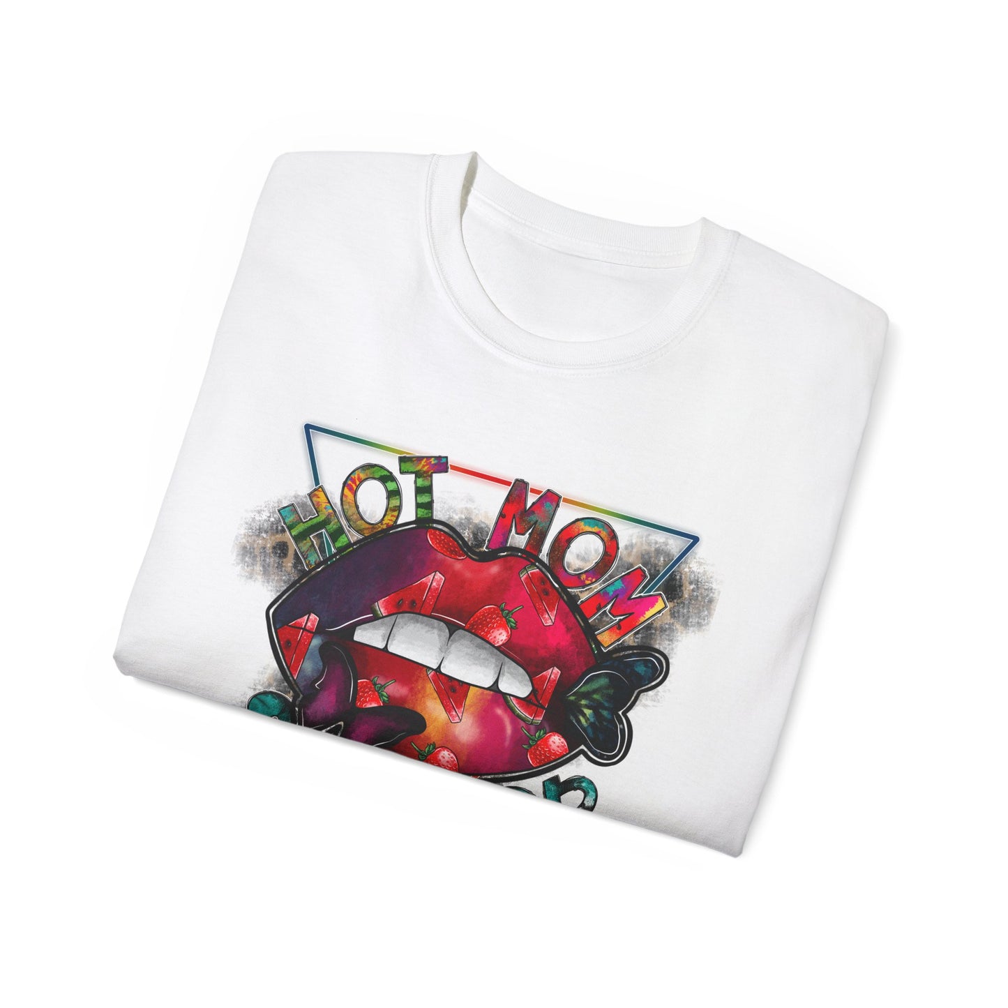 Hot Mom Summer T-Shirt / Trendy Graphic Tee / Bold Lip Print Shirt / Casual Summer Outfit / Fun Mom Gift Top
