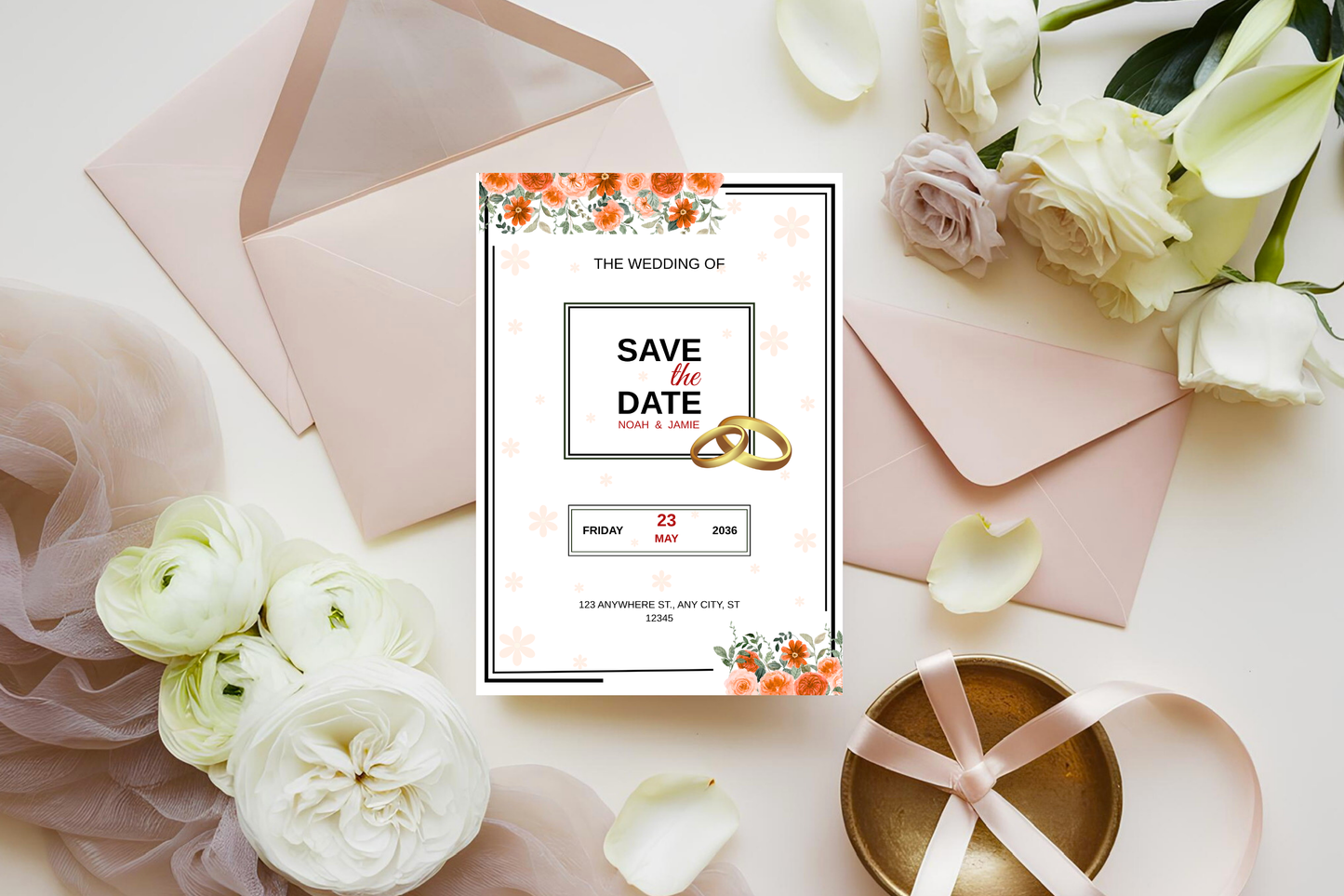 Wedding Invitation Template Printable – Editable Elegant Wedding Invite Card