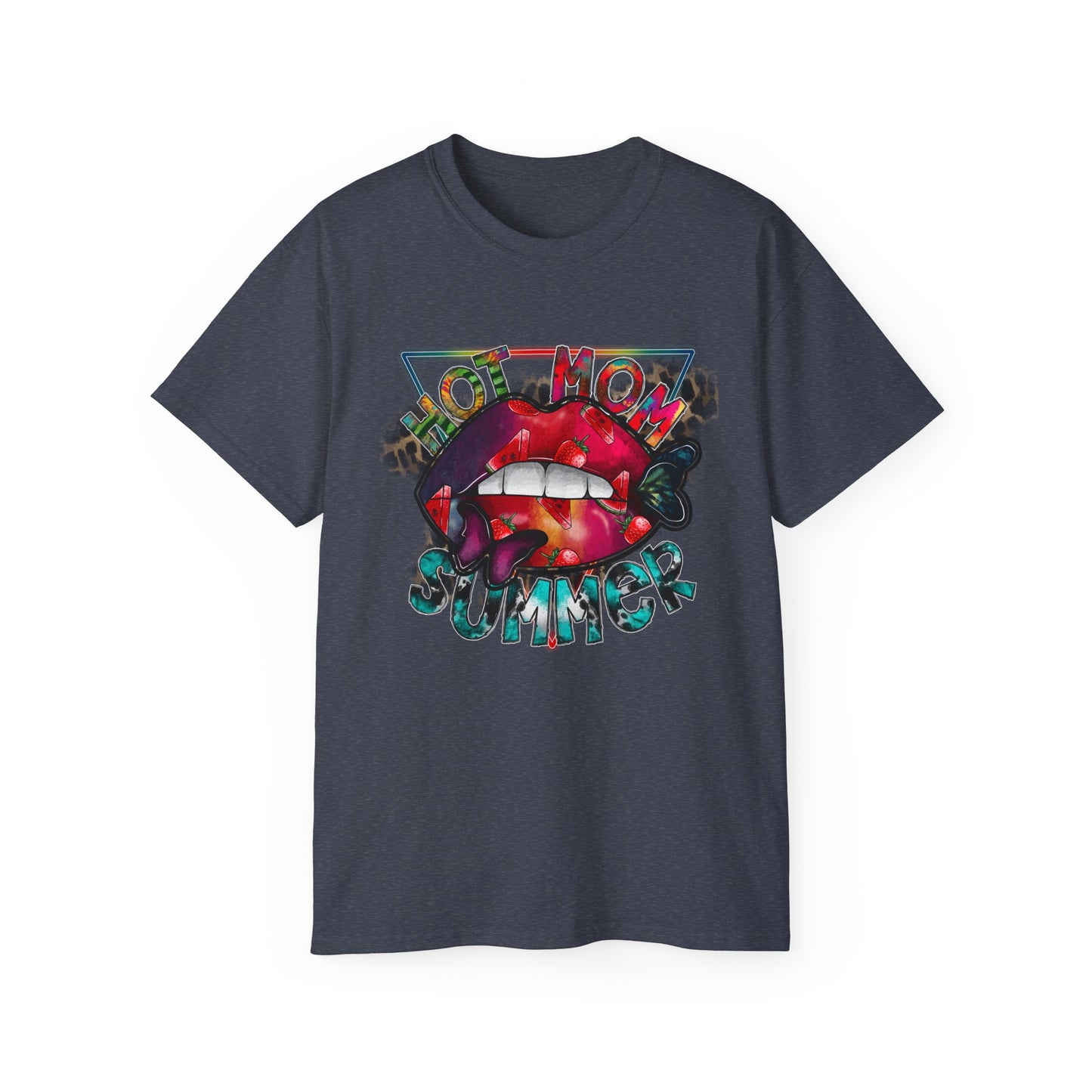 Hot Mom Summer T-Shirt / Trendy Graphic Tee / Bold Lip Print Shirt / Casual Summer Outfit / Fun Mom Gift Top