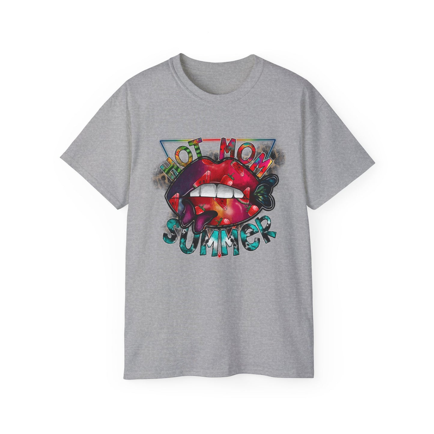 Hot Mom Summer T-Shirt / Trendy Graphic Tee / Bold Lip Print Shirt / Casual Summer Outfit / Fun Mom Gift Top