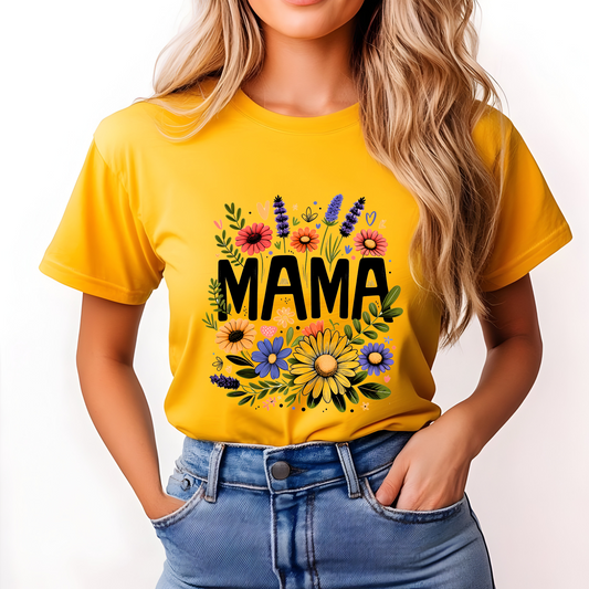 MAMA Floral Graphic T-Shirt / Bright Green Mom Tee / Cute Casual Motherhood Shirt / Gift for Moms & Mama Life Outfit
