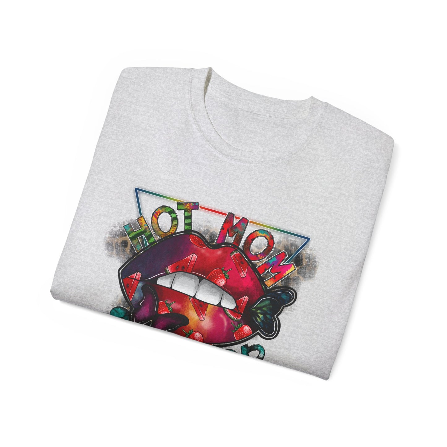 Hot Mom Summer T-Shirt / Trendy Graphic Tee / Bold Lip Print Shirt / Casual Summer Outfit / Fun Mom Gift Top