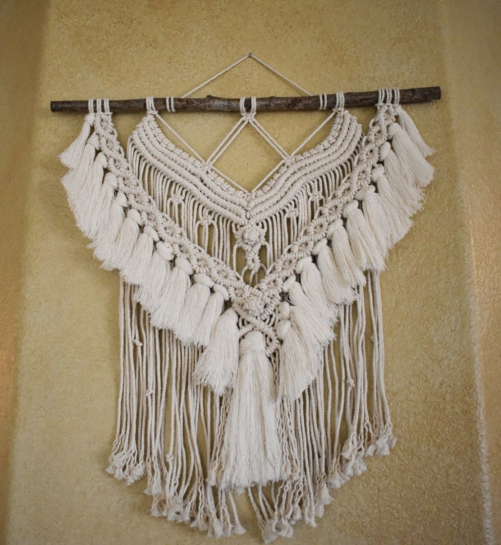 I Am Enough, Large Handmade Boho Macrame Wall Hanging | Cotton Rope Tassel Wall Decor