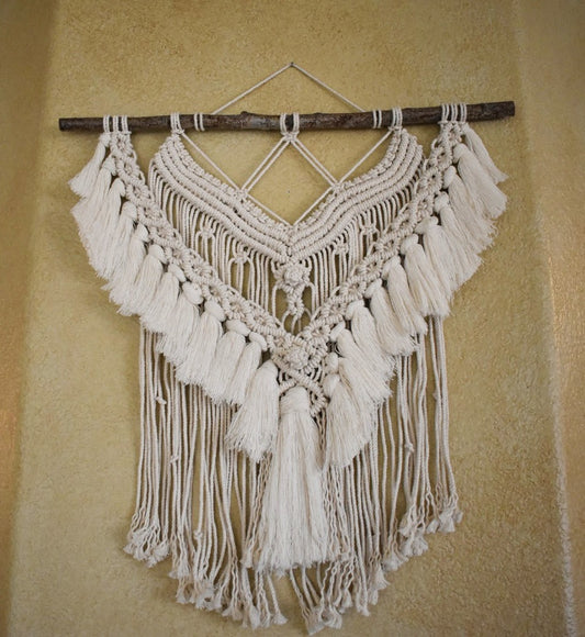 I Am Enough, Large Handmade Boho Macrame Wall Hanging | Cotton Rope Tassel Wall Decor