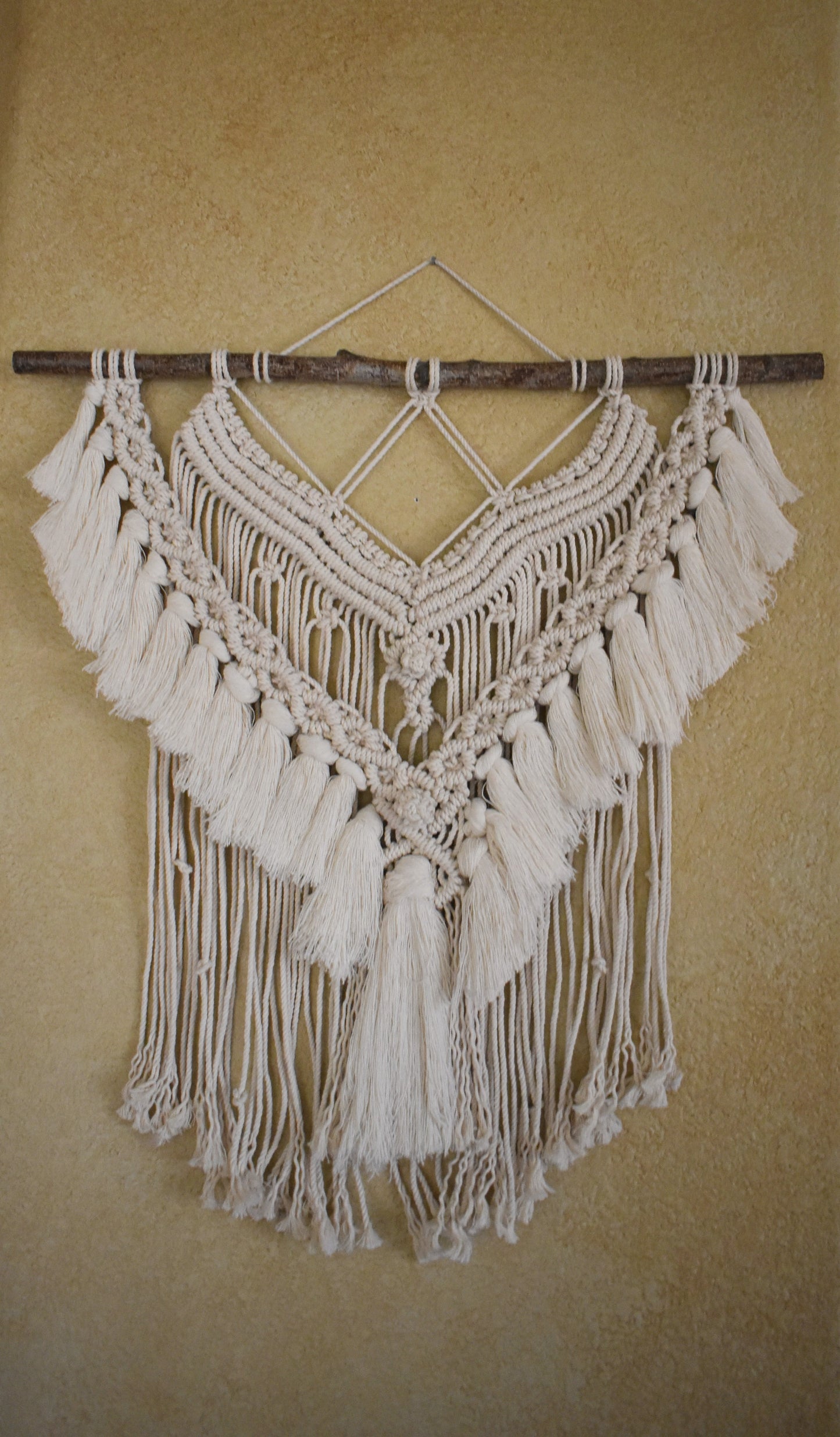I Am Enough, Large Handmade Boho Macrame Wall Hanging | Cotton Rope Tassel Wall Decor