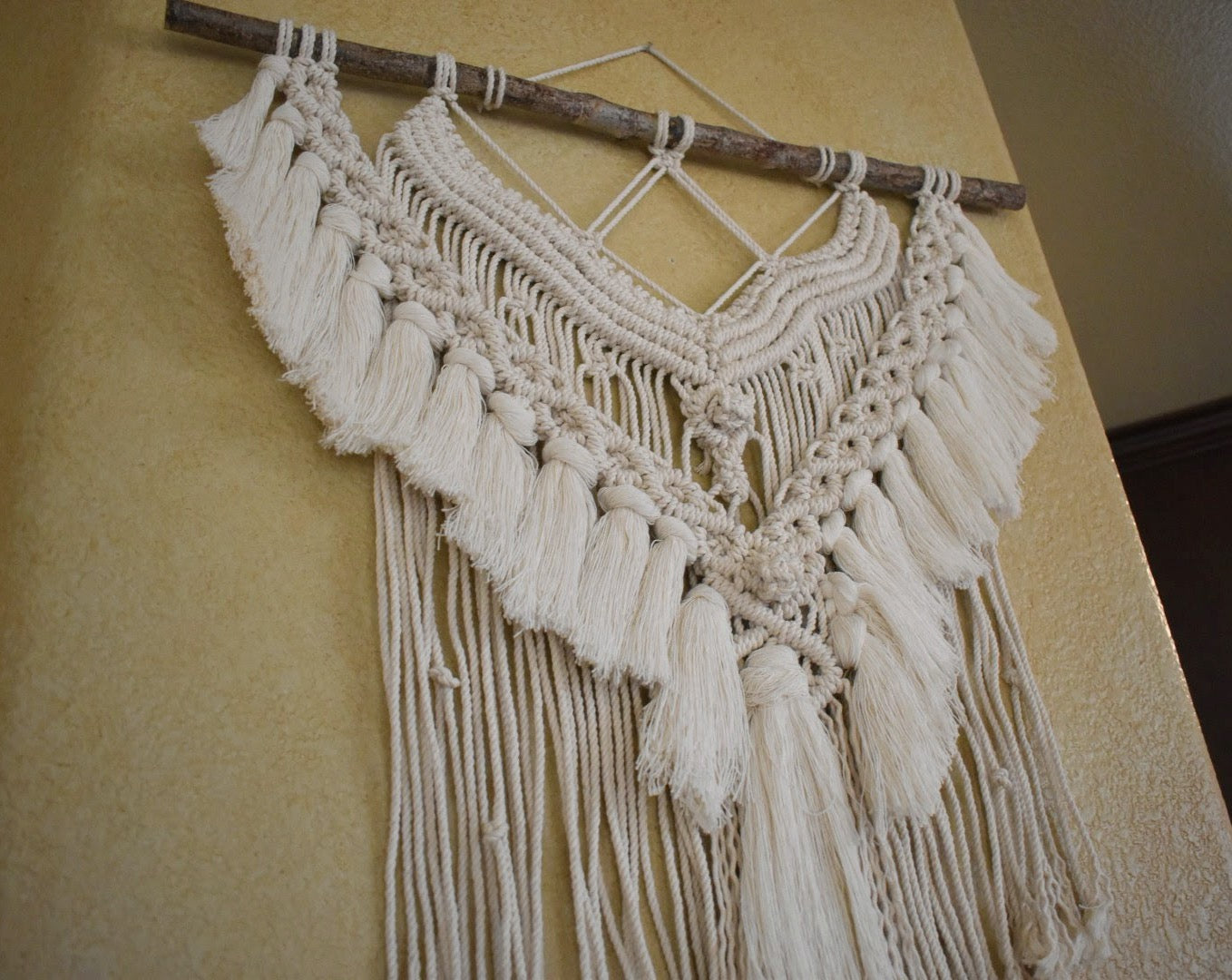 I Am Enough, Large Handmade Boho Macrame Wall Hanging | Cotton Rope Tassel Wall Decor