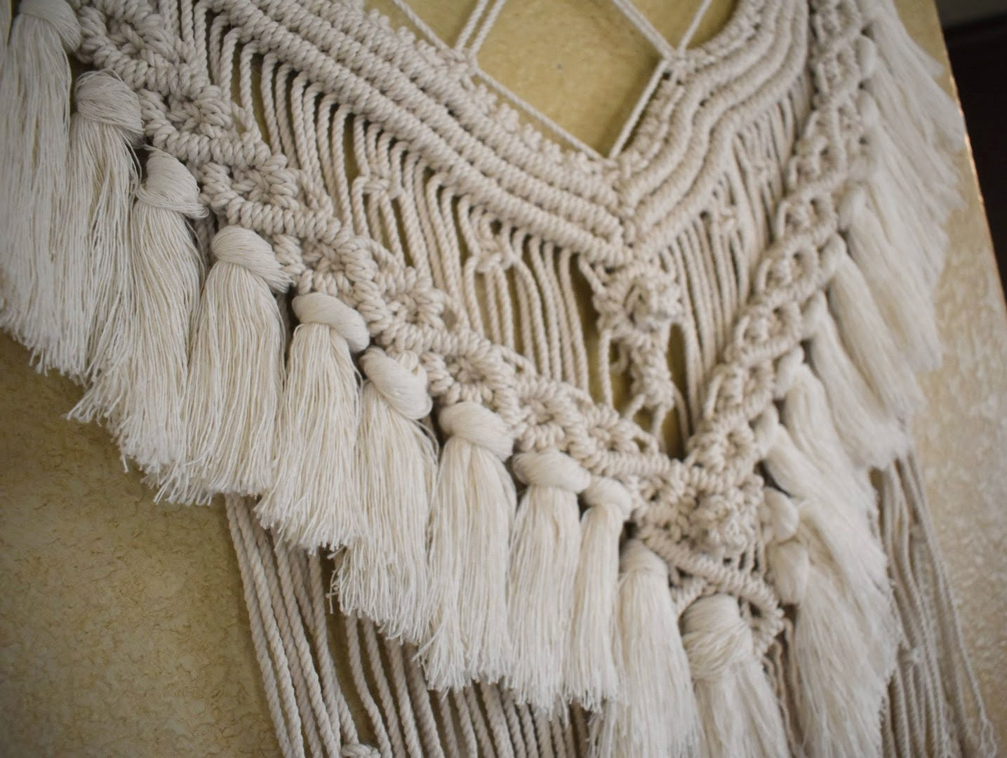 I Am Enough, Large Handmade Boho Macrame Wall Hanging | Cotton Rope Tassel Wall Decor